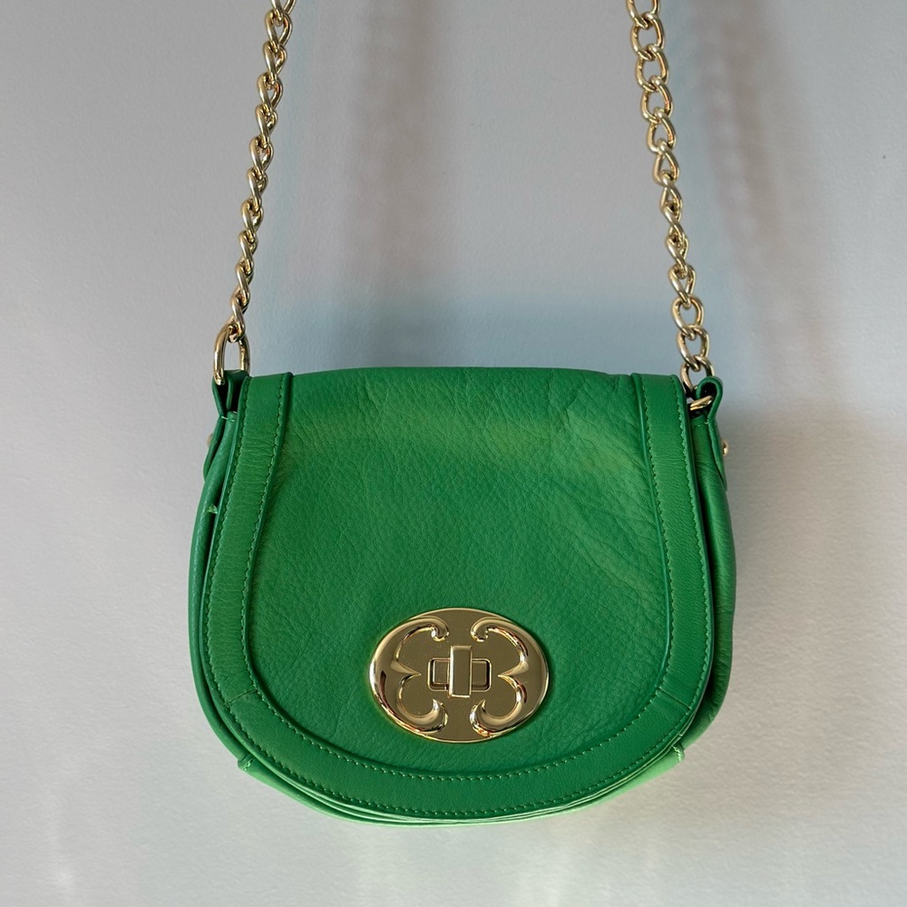 Emma Fox 100% Leather Green Crossbody Bag –Like New, Chain Strap Purse